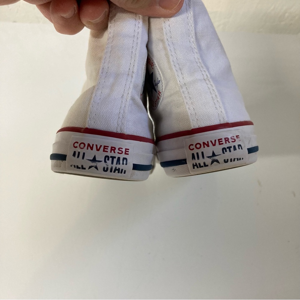 Converse Chuck Taylor All Star White Canvas High-Tops with Red and Blue Accents - Picture 6 of 16